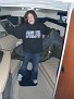 Sam in boat cabin
