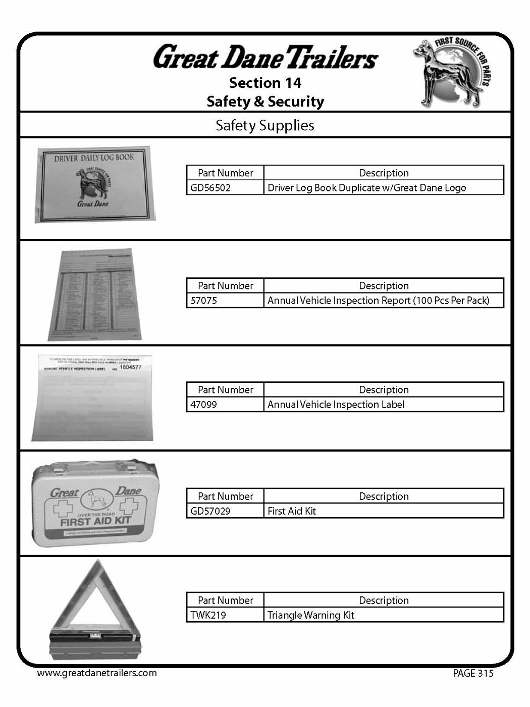 Photo parts catalog Pagina 317 Great Dane parts and accessories