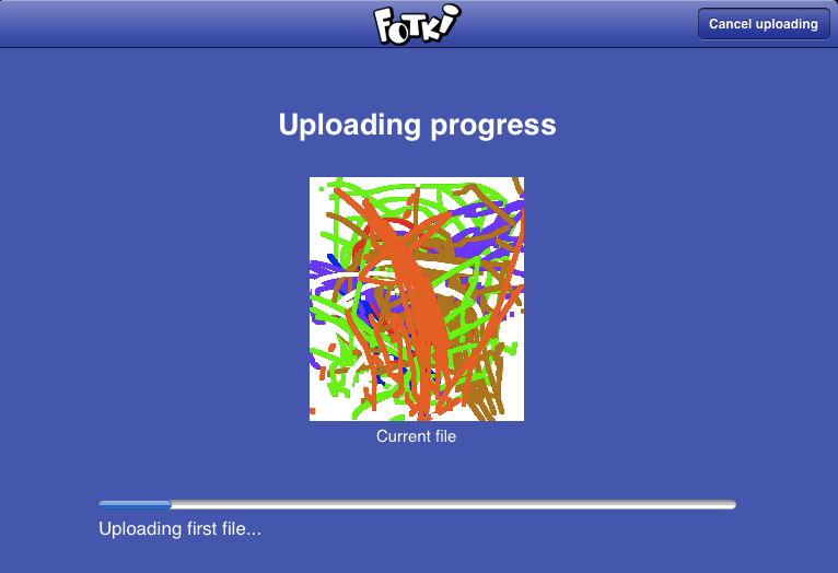 Clearly visible uploading progress