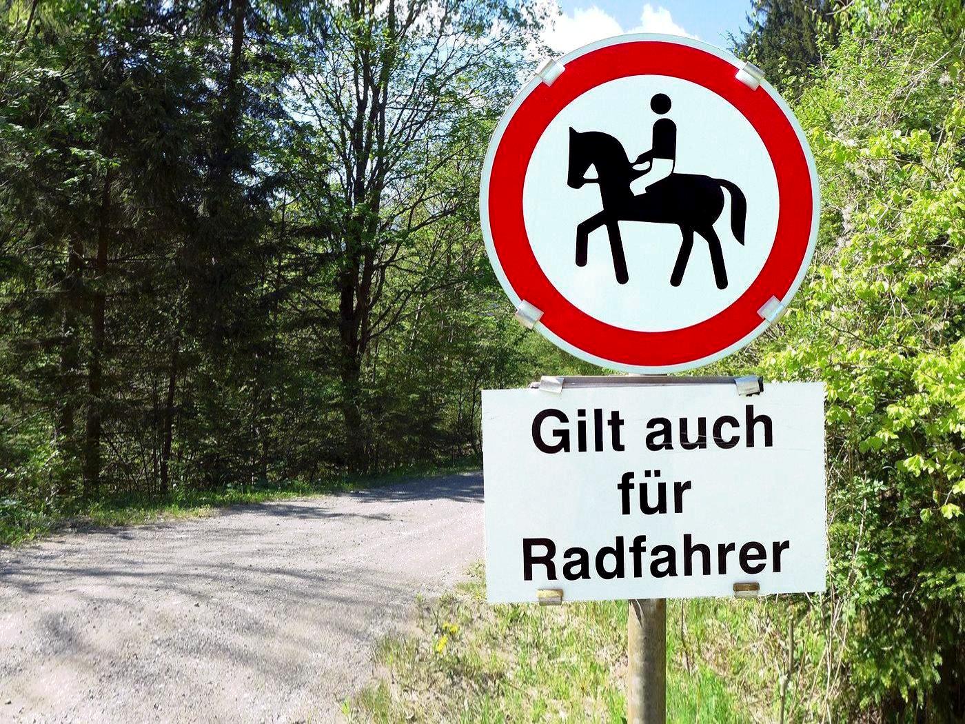 Reitverbot für Radfahrer