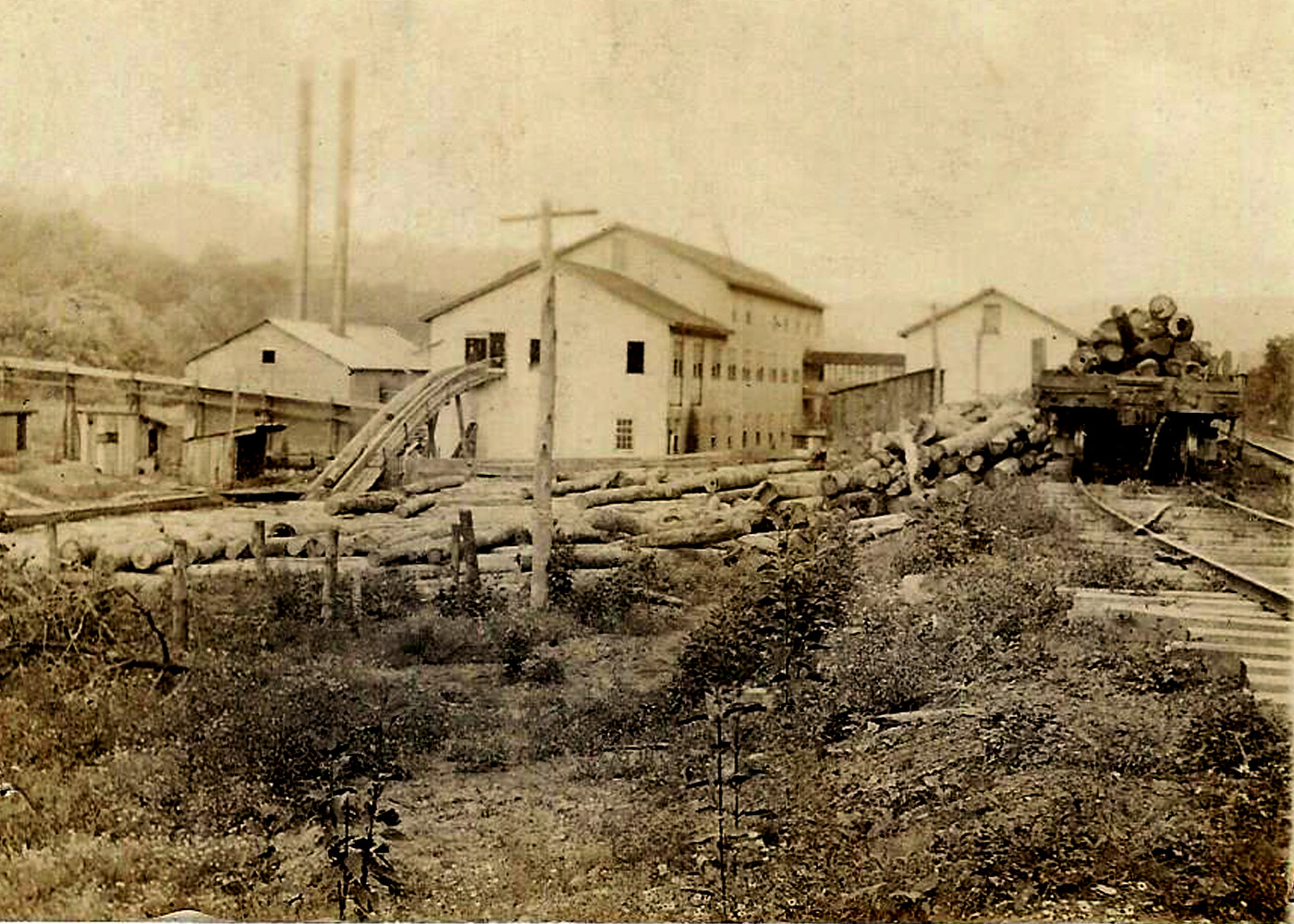 Photo "Clothes Pin Factory" at Norma, Scott, TN, in the early 1900s