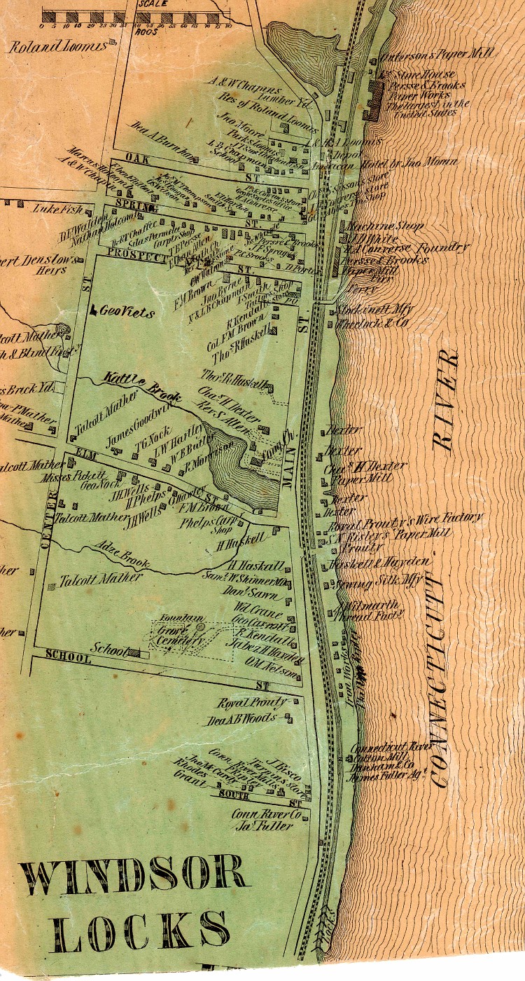 Photo WINDSOR LOCKS 1855 MAP FRAGMENT 1A LARGE FILE OLD MAPS OF
