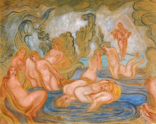 Bathers [Curved and Wavy Lines] (1916)