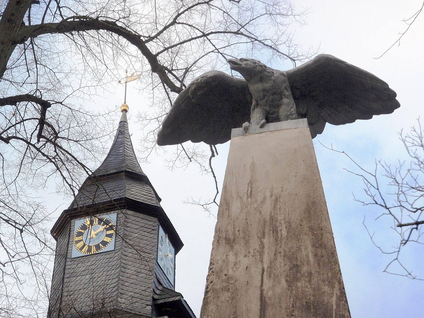 Adler des Kriegerdenkmals vor der Marienkirche