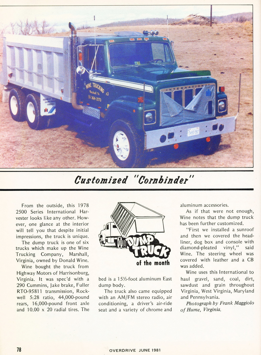 Photo: June 1981 Dump Truck of the Month | 06 Overdrive Magazine June