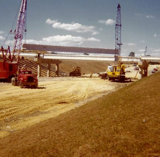 Beams are Lifted into Place by Two Cranes at the Interstate 81 Lambs Gap Mainline Bridge near Mechanicsburg, Pennsylvania. © fotki.com site