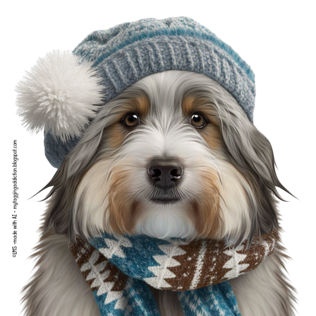 Photo sheepdogwithhatscarf LMS Animals album LindasTags Fotki
