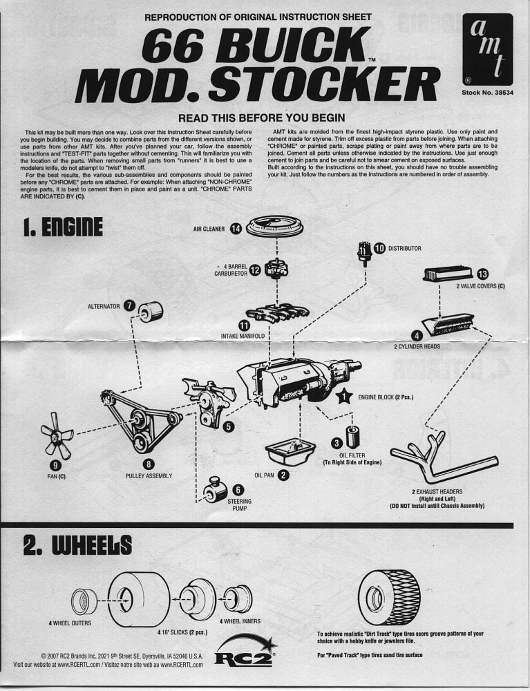 Photo instructions pg1 AMT 1966 Buick Modified Stocker 38534 album