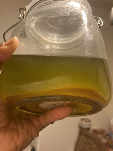 Murky to Clear: Particles precipitated out of the oil